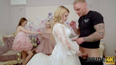 Bridesmaids and braid found out that the groom is cheating, so they fucked a best man in a FFFM - anysex.com - Russia